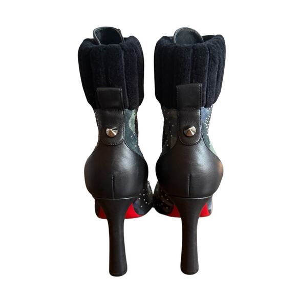 Christian Louboutin Dakita 100 Studded Spike Camo Suede Bootie EU 36 US 6 - Picture 8 of 15